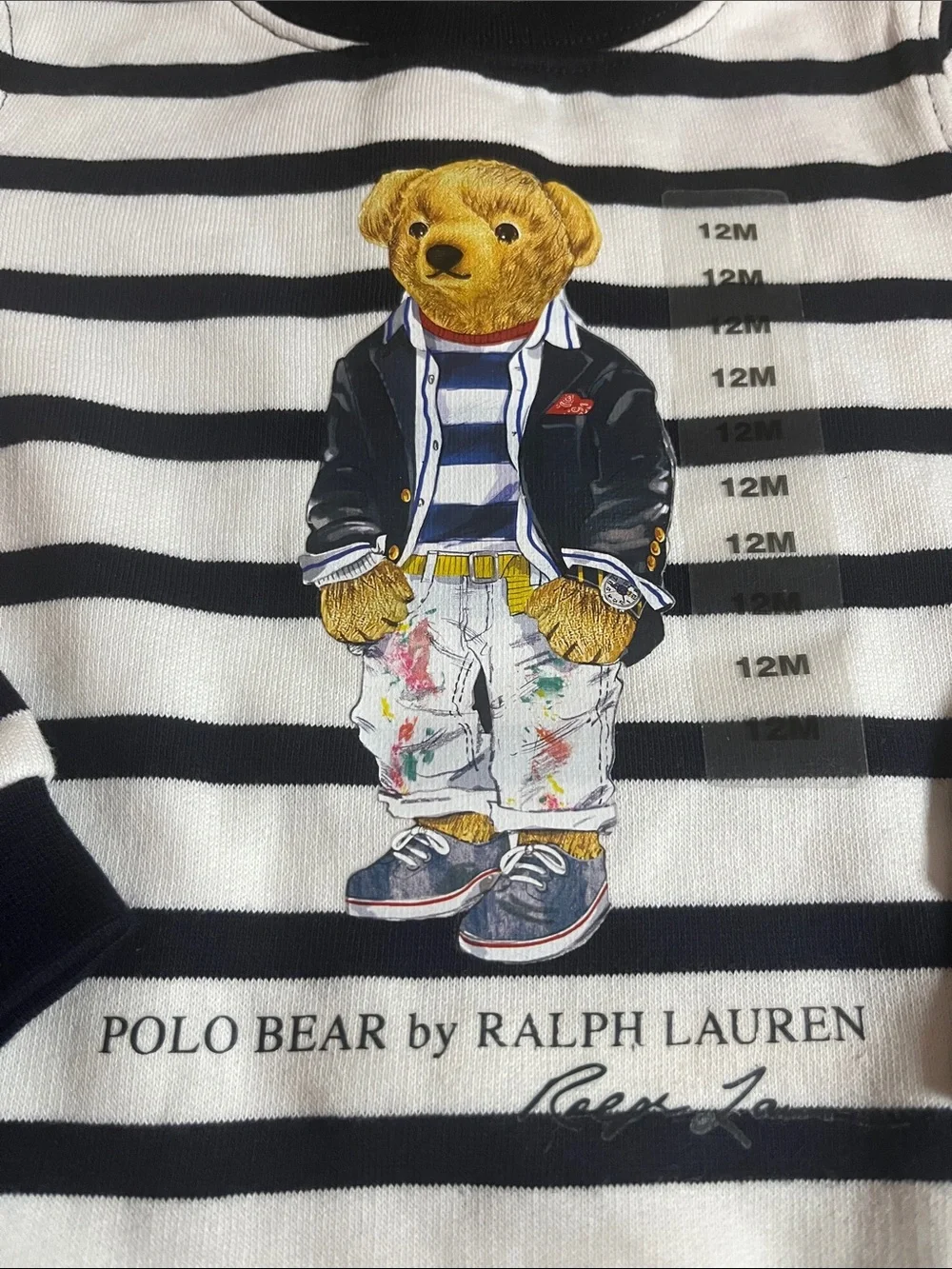 Ralph Lauren Cotton-Fleece Polo Bear Dress 12 Months NEW